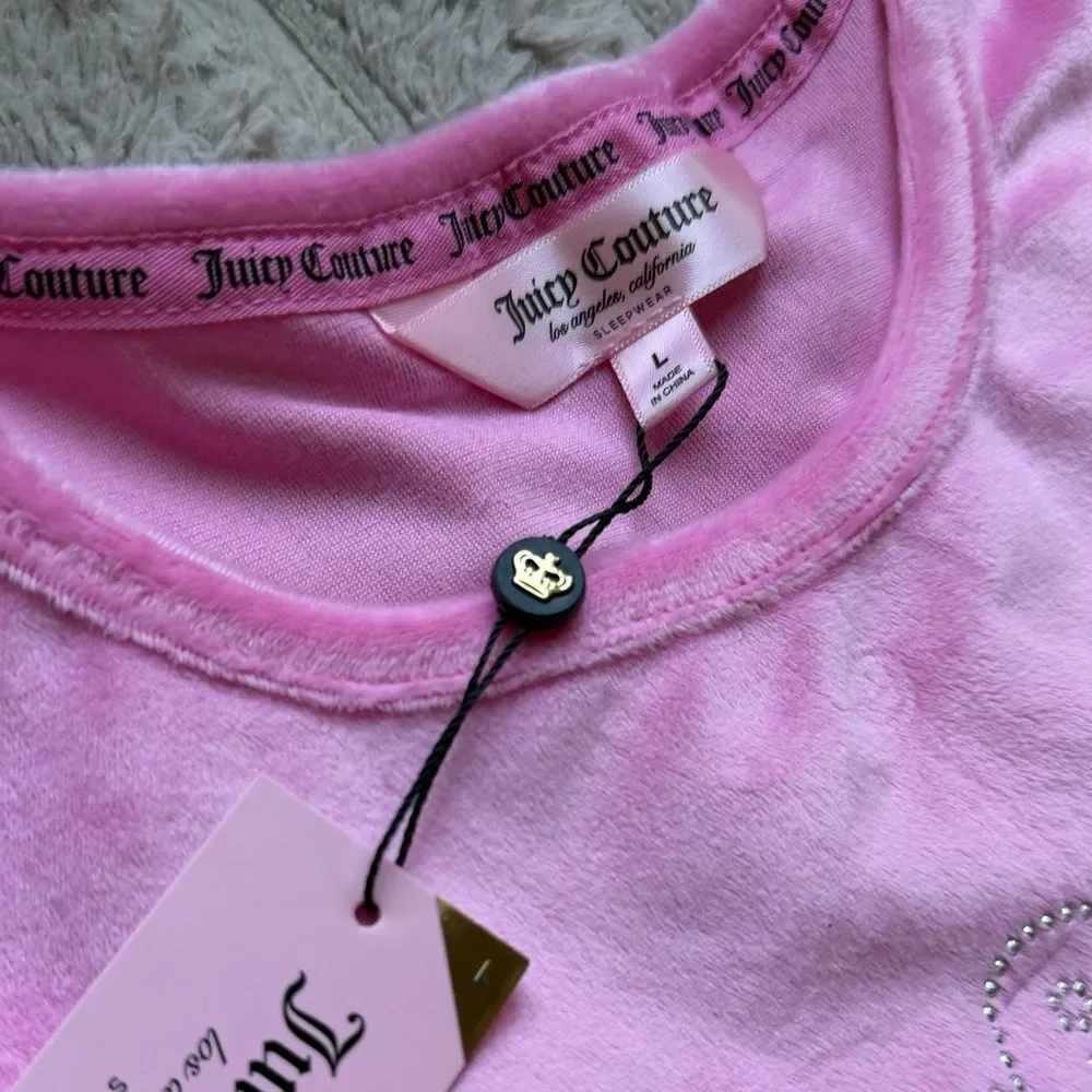 Juicy Couture Pink Bling Juicy Crown Velour Pajama Set